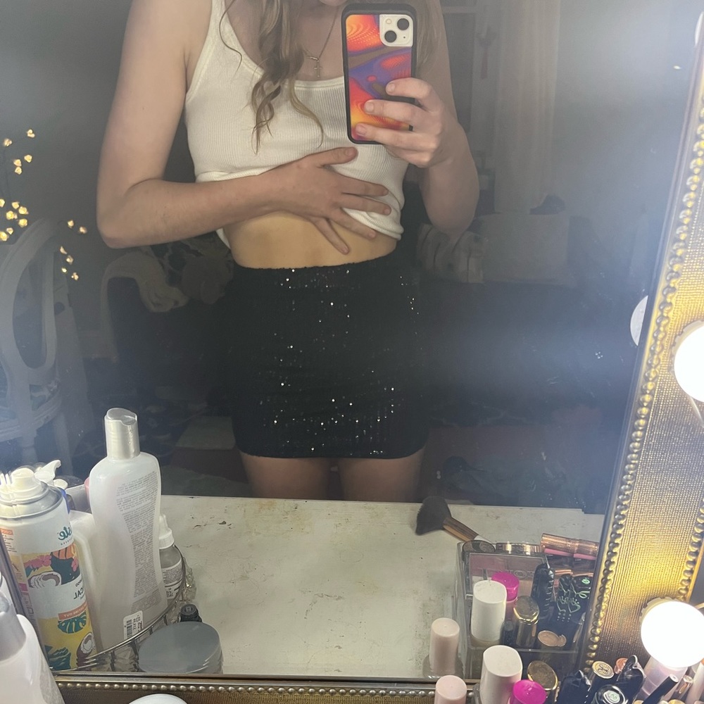 BRAND NEW BLACK SPARKLE MINI SKIRT FROM DOLLS KILL